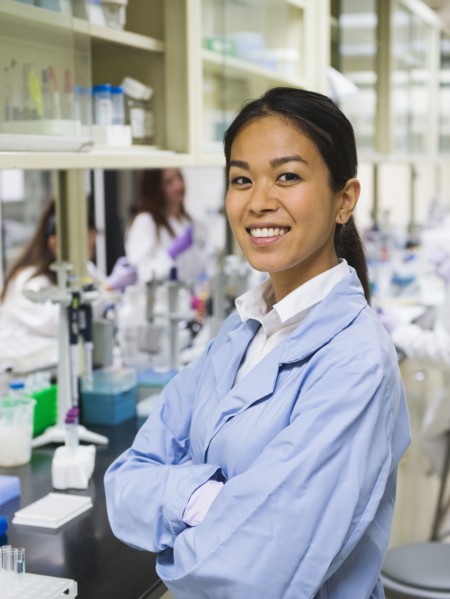 Scientist smiling in laboratory