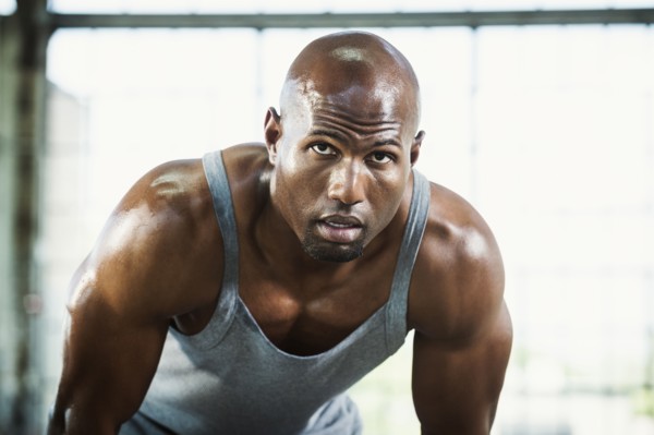 Close up of Black athlete resting