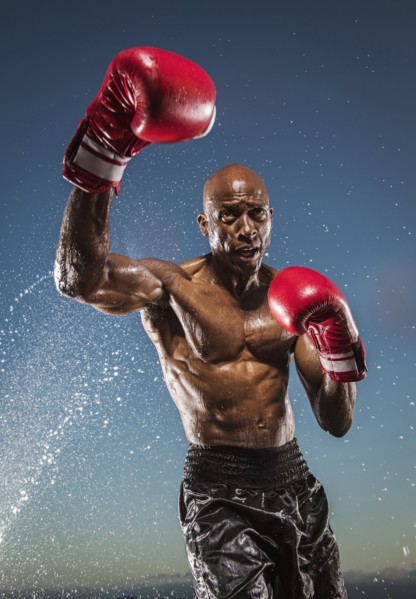 Water splashing on Black boxer