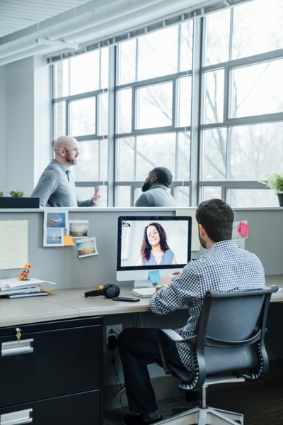 Business people on video conference