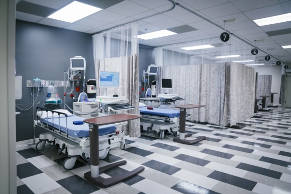 Empty hospital beds