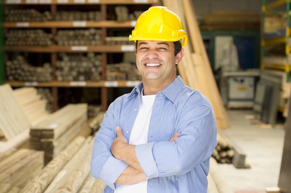 Smiling Hispanic carpenter