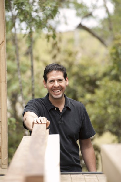 Smiling Hispanic carpenter