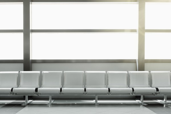 Empty seats in airport lobby