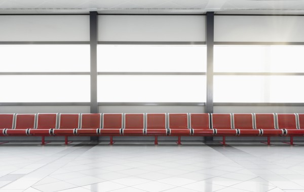 Empty seats in airport lobby