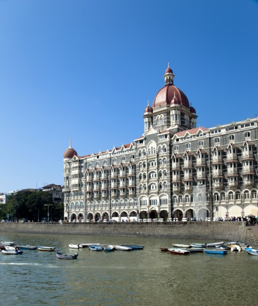 Ornate Indian building on riverbank