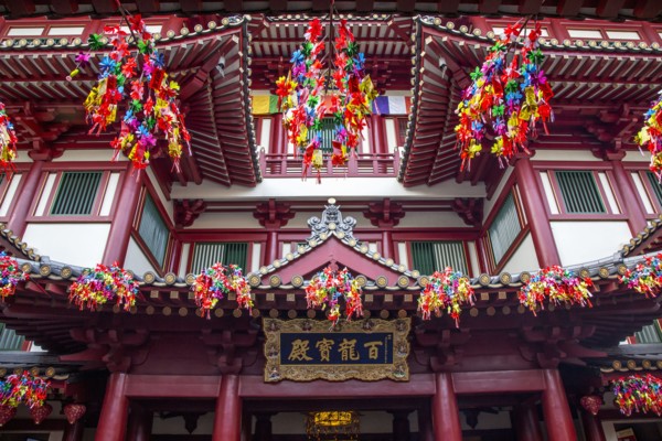 Ornate decorations on Buddha Tooth Relic temple