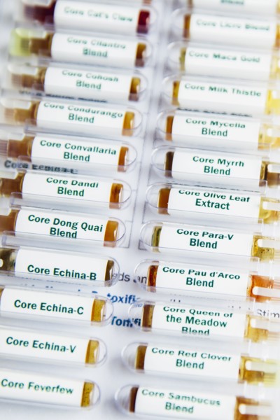 Close up of homeopathic medicine vials