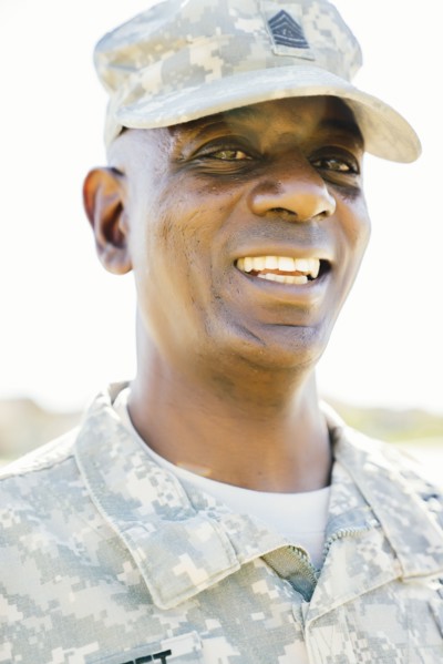 Black soldier smiling