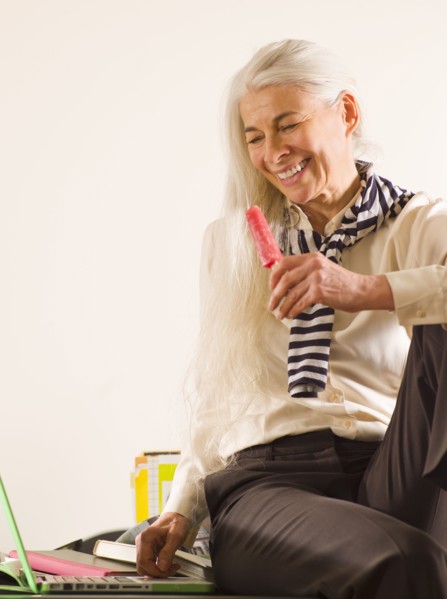 Caucasian woman enjoying popsicle