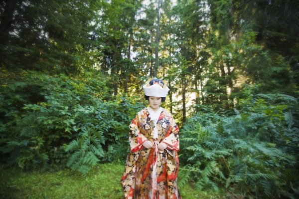 Japanese bride wearing traditional clothing