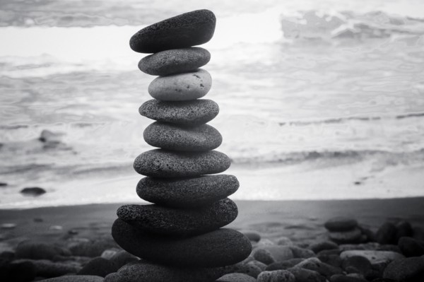 Stacked rocks on beach
