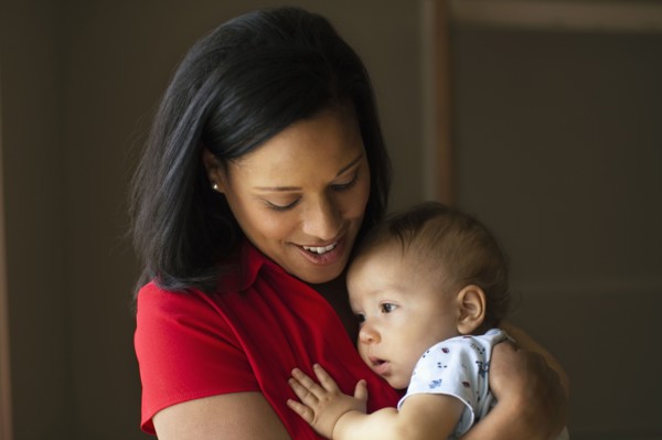Mother holding baby