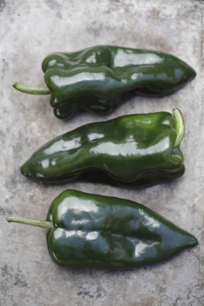 Close up of poblano chilies