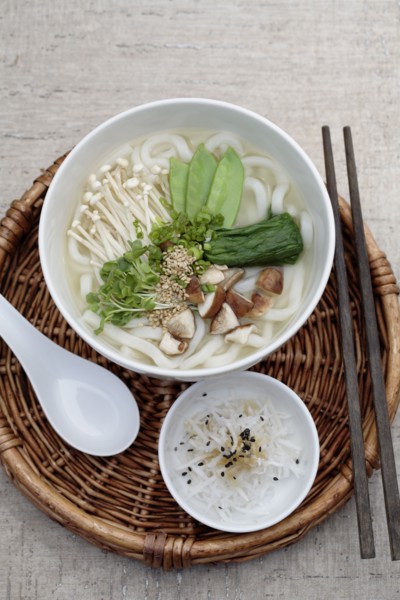 Vegetarian udon noodle soup