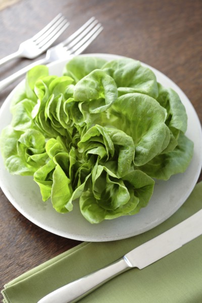Fresh lettuce on plate