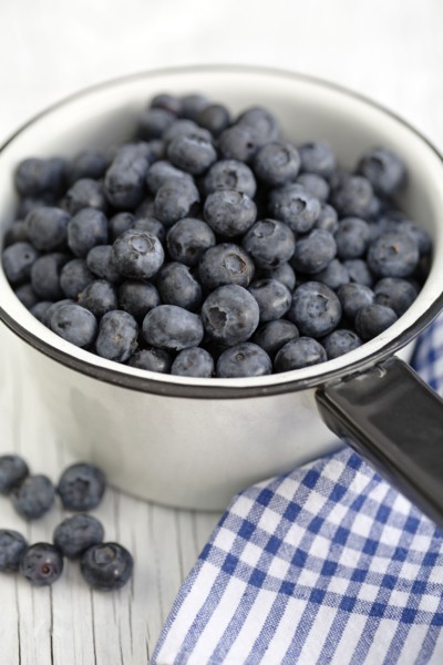 Blueberries in pan