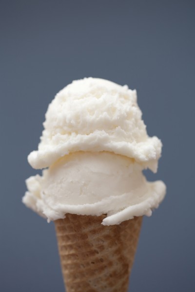 Close up of vanilla ice cream cone