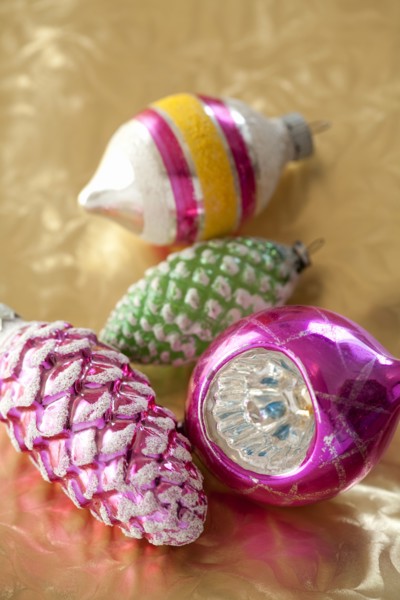 Close up of Christmas ornaments