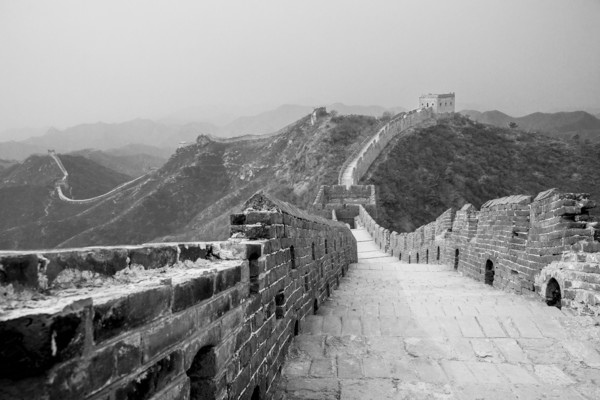 Great Wall of China and mountains