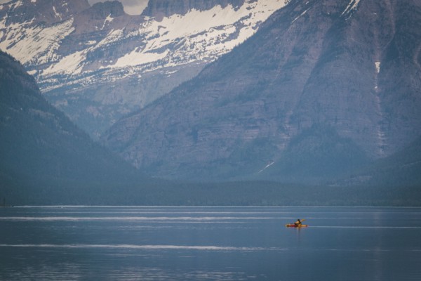 Kayak in mountain lake