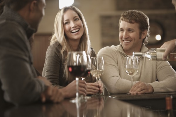 Friends drinking wine together