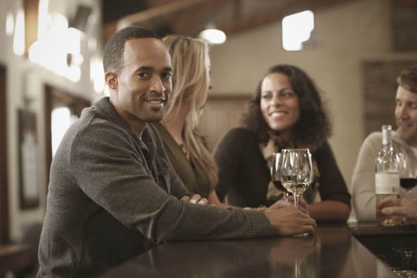 Friends drinking wine together
