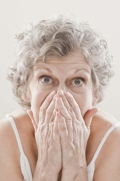 Shocked Caucasian woman