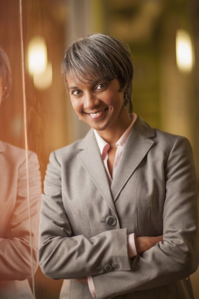 Black businesswoman smiling