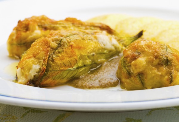 Traditional stuffed Italian zucchini flowers