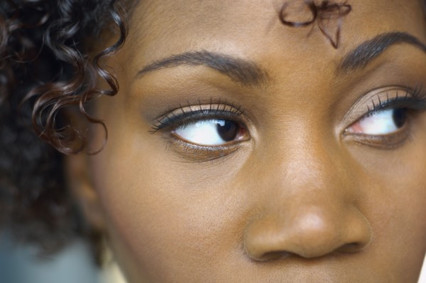 Close up of African woman looking sideways