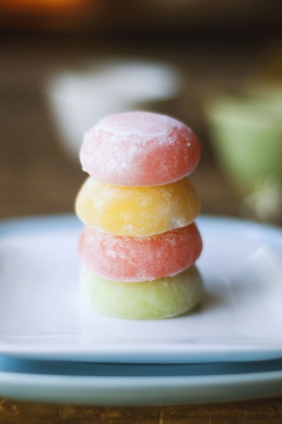 Stack of fruit rice cakes