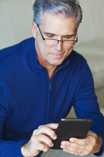 Caucasian businessman using digital tablet