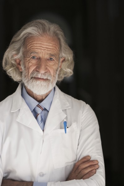 Senior Caucasian scientist