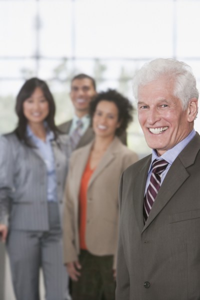 Business people smiling in office