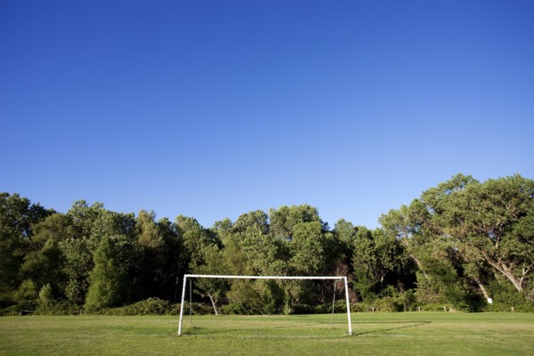 Soccer goal on soccer field