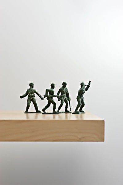Plastic soldiers on table top