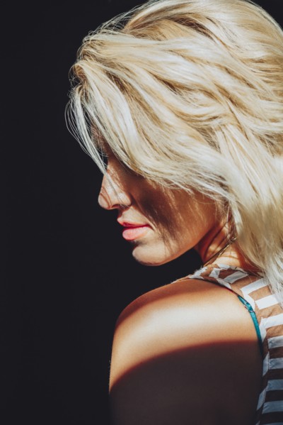 Caucasian woman with blonde hair