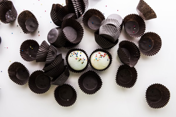 Macaroons and empty wrappers