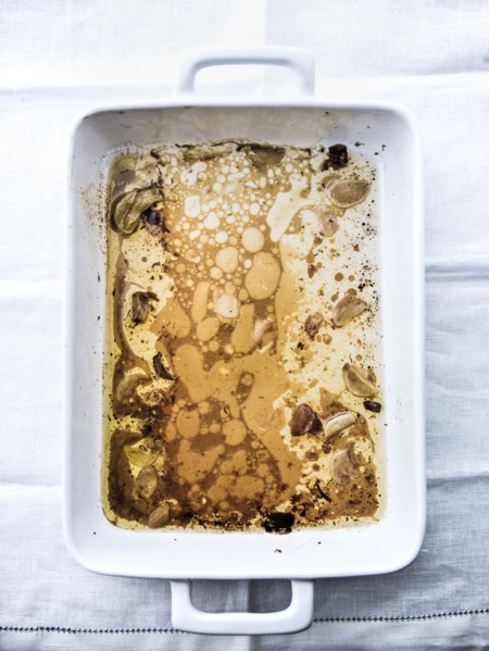 Juices in casserole tray