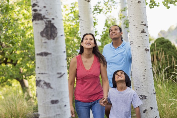 Family walking together outdoors