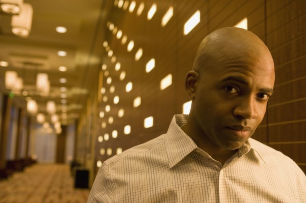 African businessman looking worried