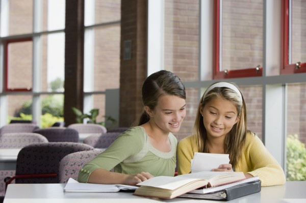 Girls doing homework