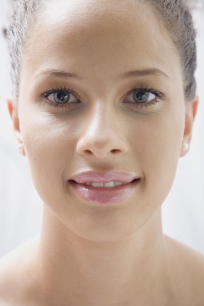 Mixed race woman smiling