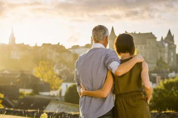 Caucasian couple admiring scenic view