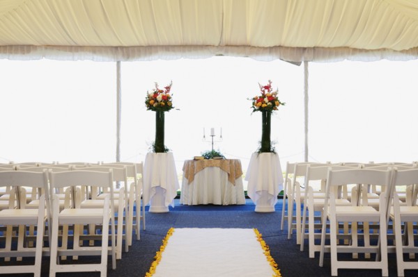 Interior view of wedding tent