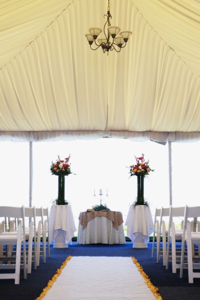 Interior view of wedding tent