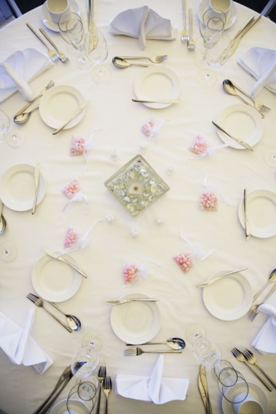 High angle view of table