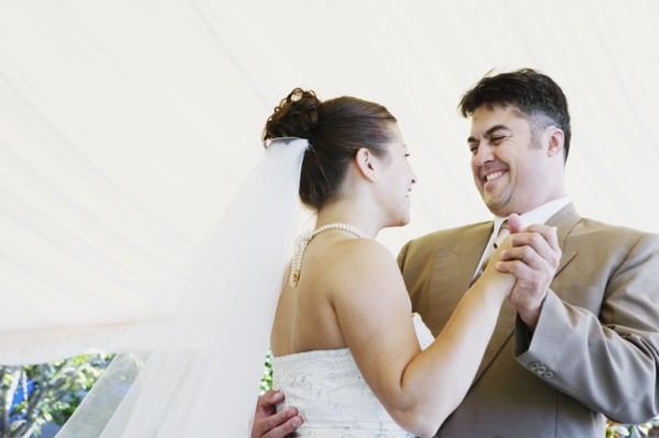 Bride dancing with father at wedding