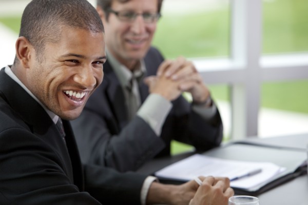 African businessman laughing